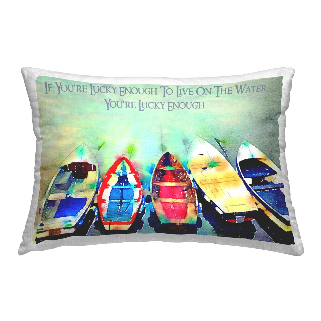 Nautical Lucky Enough Phrase Design by Jill Meyer Throw Pillow